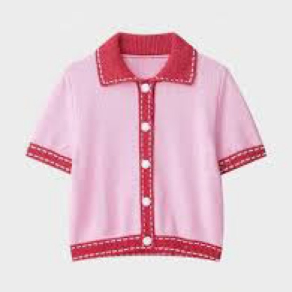 Zara Pink and Red Cardigan - Picture 2 of 2